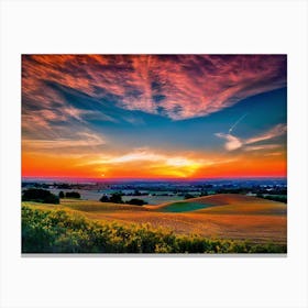 Sunset Over Fields 1 Canvas Print