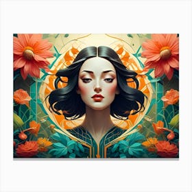 Girl With Flowers Canvas Print