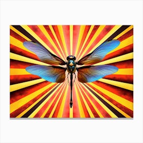 Dragonfly Wandering Gilder Retro Style 2 Canvas Print
