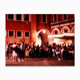 Venetian Dreams Crowdscape - Venice red nlack people crowd evening night photo phorography living room bedroom kitchen Canvas Print