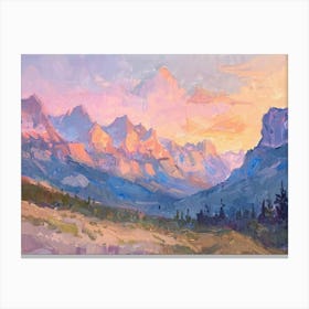 Western Sunset Landscapes Rocky Mountains 5 Canvas Print