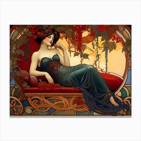 Woman Reclining on a Rattan Chaise Lounge B Canvas Print