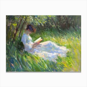 Girl Reading A Book 3 Canvas Print