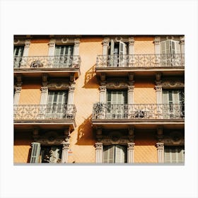 Balconies In Barcelona In Spain Canvas Print