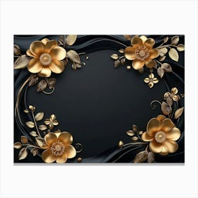 Gold Floral Frame 3 Canvas Print