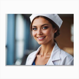 Portrait Of Pretty Smiling Nurse 8 Canvas Print