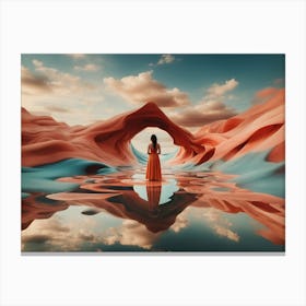  Ai Generated Woman In A Desert Canvas Print