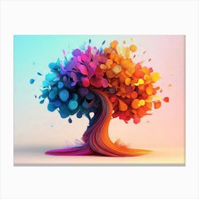 3d Abstraction Artwork, Color Tree on Bright Background 1 Canvas Print