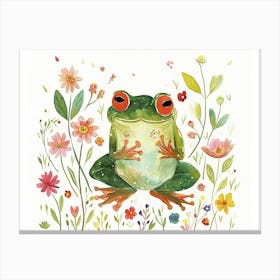 Little Floral Frog 1 Canvas Print