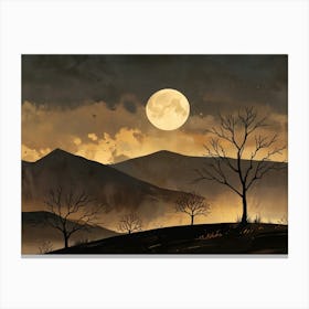 Full Moon In The Mountains Canvas Print