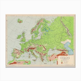 Map Of Europe — retro map, vintage map print Canvas Print