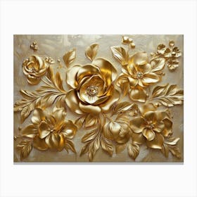 3d Gold Floral Canvas Print