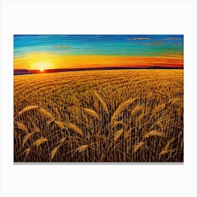 Sunset Over A Wheat Field 10 Canvas Print