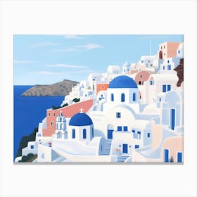 Santorini Landscape Watercolour Canvas Print