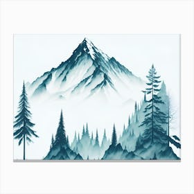 Mountain And Forest In Minimalist Watercolor Horizontal Composition 328 Canvas Print