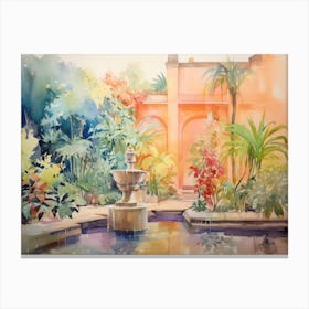 Fountain In The Garden Canvas Print