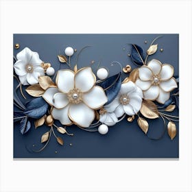 White And Gold Flowers 2 Canvas Print