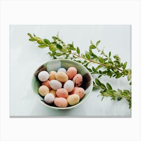 Easter Eggs In A Bowl Canvas Print