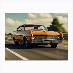 Retro Car At Highway 11 Canvas Print