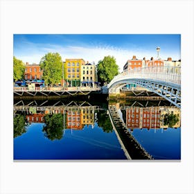 View Of Ha Penny Bridge On Bright Sunny Day Canvas Print