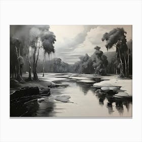 Modern Black And White Landscape Painting Canvas Print