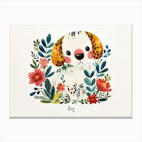 Little Floral Dog 2 Poster Canvas Print