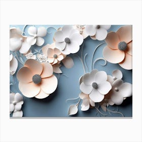 3d Flowers Background With Circle 1 Canvas Print