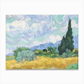A Wheatfield With Cypresses, Vincent van Gogh Canvas Print