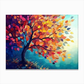 Elegant Colorful Tree with Colorful Leaves Illustration Canvas Print