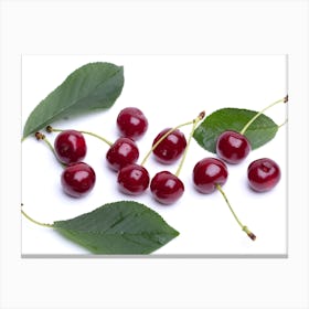 Cherries With Leaves Canvas Print