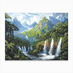 Waterfalls In The Jungle Canvas Print