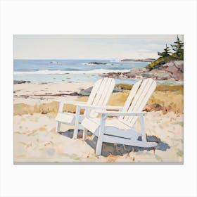 Adirondack Chairs On The Beach - expressionism Canvas Print