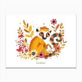 Little Floral Lemur 3 Poster Canvas Print