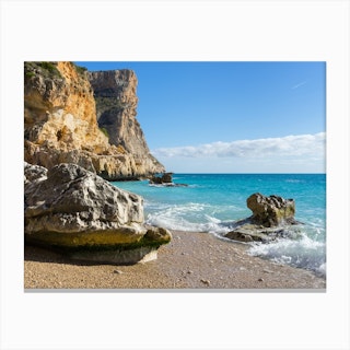 Rocky beach on the Mediterranean coast Canvas Print