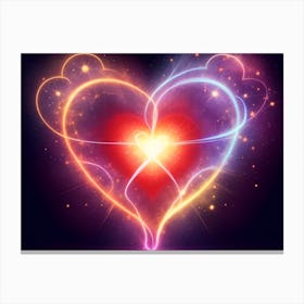 A Colorful Glowing Heart On A Dark Background Horizontal Composition 16 Canvas Print