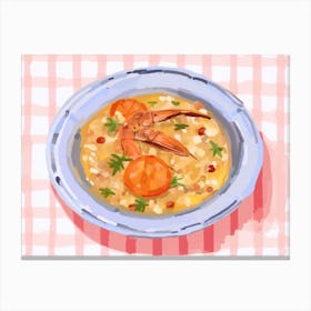 A Plate Of Paella, Top View Food Illustration, Landscape 2 Canvas Print