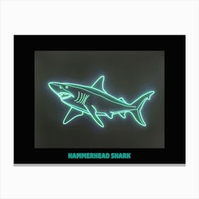 Green Scalloped Hammerhead Neon Shark 7 Poster Canvas Print