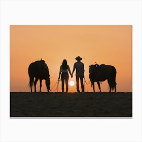 Cowboy And Cowgirl Canvas Print