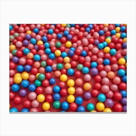 Colorful Plastic Balls On Pink Background Canvas Print