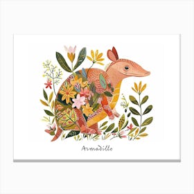 Little Floral Armadillo 1 Poster Canvas Print