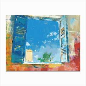 Tel Aviv From The Window View Painting 1 Canvas Print