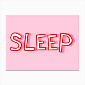 Sleep Typography Bedroom Pink and Red Canvas Print