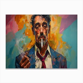 Man Smoking A Cigarette Canvas Print