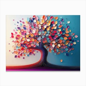 Colorful Tree with Multicolor Leaves 8 Canvas Print