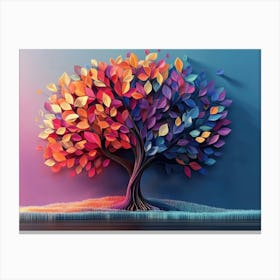 Colorful Tree With Multicolor Leaves Illustration 3 Canvas Print