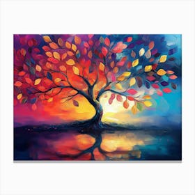 Elegant Colorful Tree With Vibrant Leaves Hanging Branches 18 Canvas Print