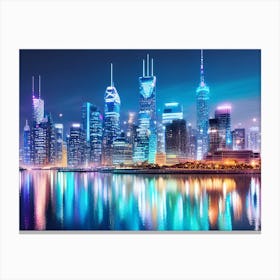 Cityscape At Night 6 Canvas Print