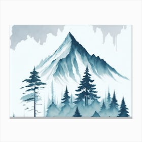 Mountain And Forest In Minimalist Watercolor Horizontal Composition 324 Canvas Print