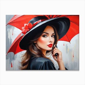 Elegant Woman With An Umbrella Canvas Print