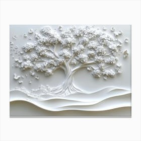 3d Relief White Tree Art Work Canvas Print